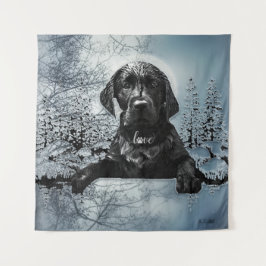 Black Labrador Retriever puppy T-Shirt Throw Pil Wandkleed