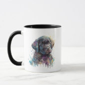 Black Labrador Retriever Puppy Waterverf AI Art Mok (Links)