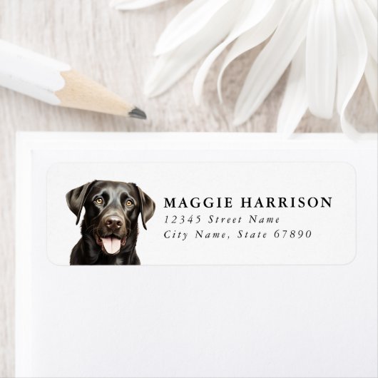 Black Labrador Retriever Return Address Labels (Insitu)