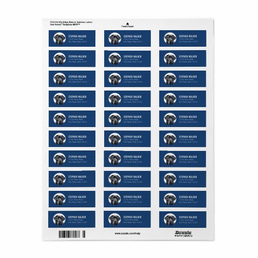 Black Labrador Retriever Return Address Labels (Full Sheet)