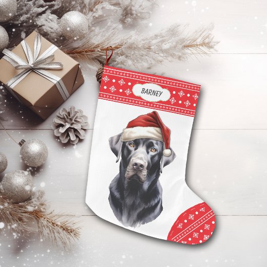 Black Labrador Retriever Santa Hat Grote Kerstsok