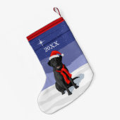 Black Labrador Retriever Santa Hat & Scarf Kleine Kerstsok (Achterkant (Hangend))