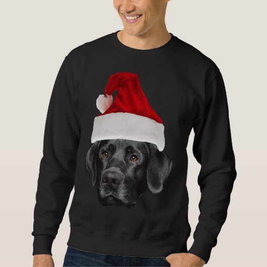 Black Labrador Retriever Santa Hat Trui (Voorkant)