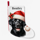 Black Labrador Retriever Schattige Feestelijke San Kleine Kerstsok (Voorkant)