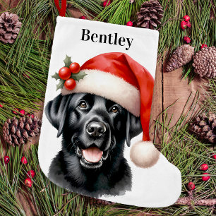 Black Labrador Retriever Schattige Feestelijke San Kleine Kerstsok