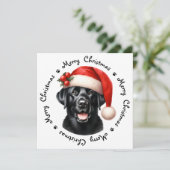 Black Labrador Retriever Schattige Vrolijk Kerstfe Feestdagenkaart (Staand voorkant)