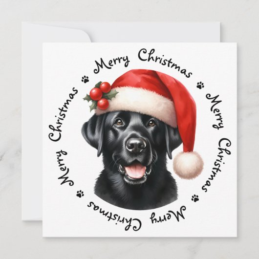 Black Labrador Retriever Schattige Vrolijk Kerstfe Feestdagenkaart (Voorkant)