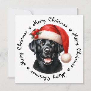 Black Labrador Retriever Schattige Vrolijk Kerstfe Feestdagenkaart