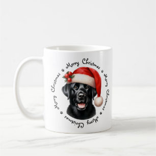 Black Labrador Retriever Schattige Vrolijk Kerstfe Koffiemok