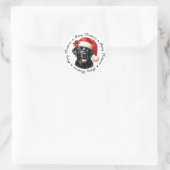 Black Labrador Retriever Schattige Vrolijk Kerstfe Ronde Sticker (Tas)