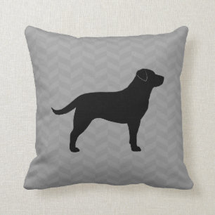 Black Labrador Retriever Silhouette Herringbone Kussen