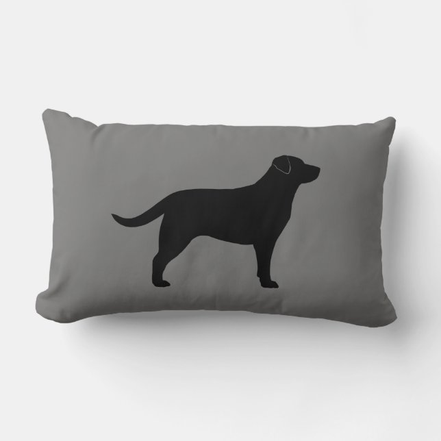 Black Labrador Retriever Silhouette Hondenliefhebb Kussen (Voorkant)
