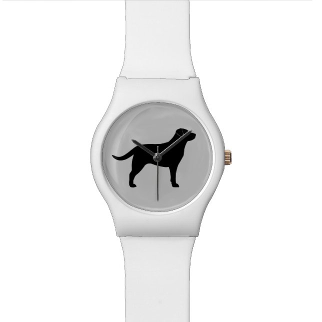 Black Labrador Retriever Silhouette Horloge (Close Up)