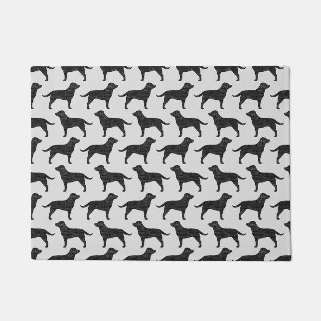Black Labrador Retriever Silhouettes Dogs Pattern Deurmat (Voorkant)