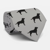 Black Labrador Retriever Silhouettes Pattern Grey Stropdas (Opgerold)