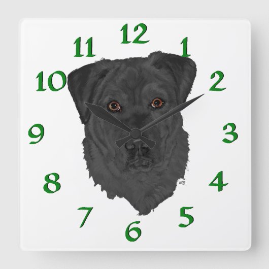 Black Labrador Retriever Vierkante Klok (Voorkant)