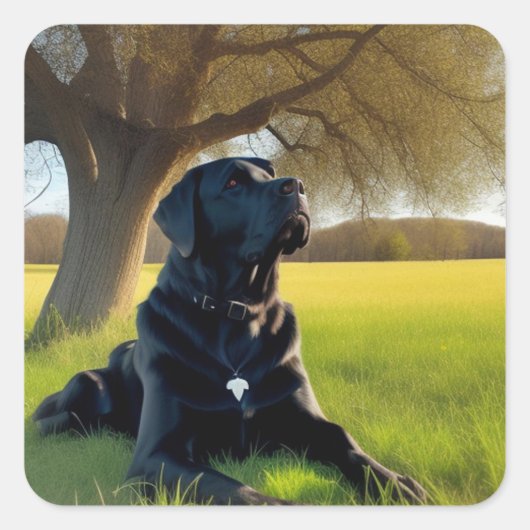 Black Labrador Retriever Vierkante Sticker (Voorkant)
