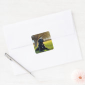 Black Labrador Retriever Vierkante Sticker (Envelop)