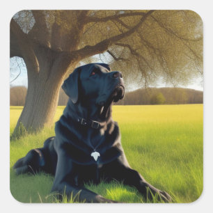 Black Labrador Retriever Vierkante Sticker