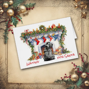 Black Labrador Retriever Wacht op de Kerstman