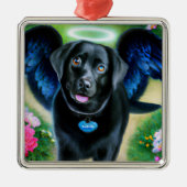 Black Labrador Retriever Wings Pet Loss Metalen Ornament (Voorkant)