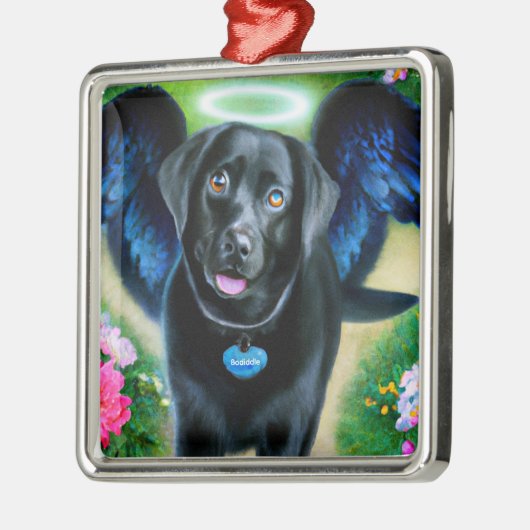 Black Labrador Retriever Wings Pet Loss Metalen Ornament (Links)