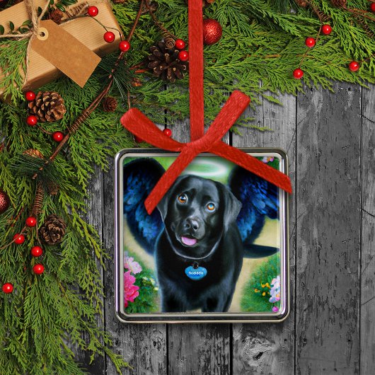 Black Labrador Retriever Wings Pet Loss Metalen Ornament