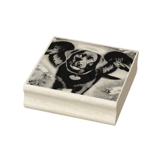 Black Labrador Retriever Wings Pet Loss Rubberstempel (Stempel)
