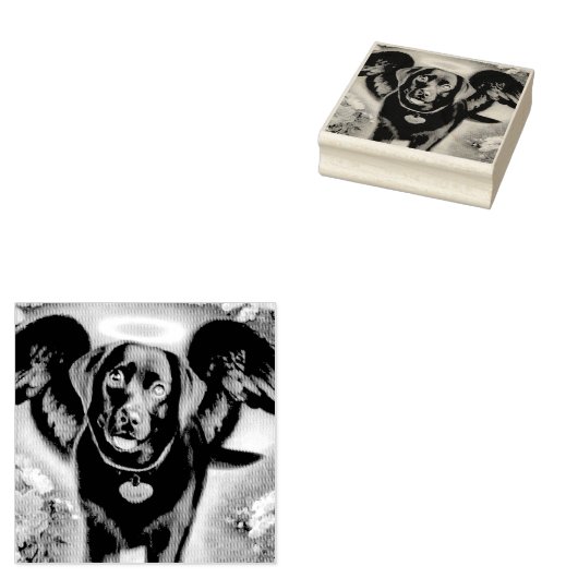 Black Labrador Retriever Wings Pet Loss Rubberstempel (Gestempeld)
