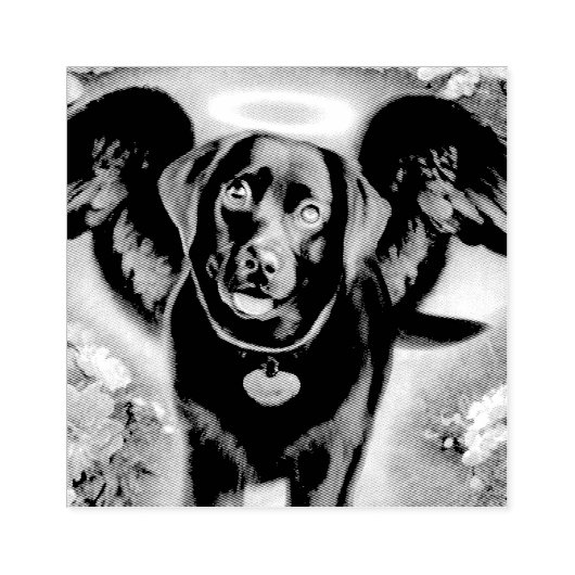 Black Labrador Retriever Wings Pet Loss Rubberstempel (Afrduk)