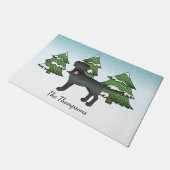 Black Labrador Retriever - Winter Forest & Name Deurmat (Schuin)