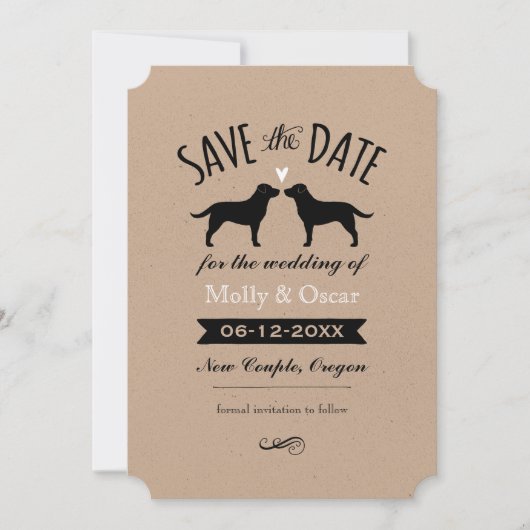 Black Labrador Retrievers Bruiloft Save the Date (Voorkant)