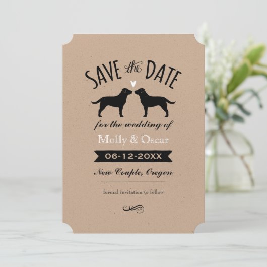 Black Labrador Retrievers Bruiloft Save the Date (Staand voorkant)