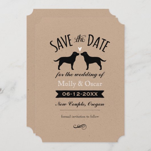 Black Labrador Retrievers Bruiloft Save the Date (Voorkant / Achterkant)
