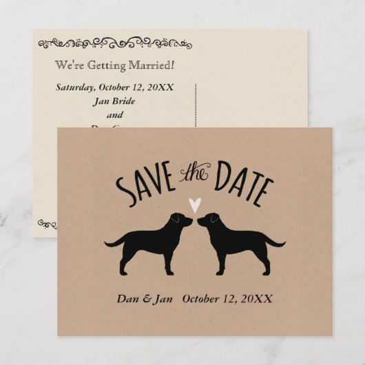 Black Labrador Retrievers Bruiloft Save the Date Aankondigingskaart (Voorkant / Achterkant)