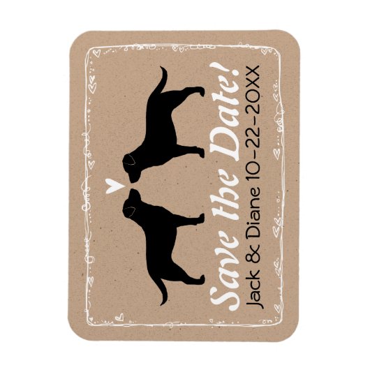 Black Labrador Retrievers Bruiloft Save the Date Magneet (Verticaal)