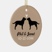 Black Labrador Retrievers Couple met Heart Custom Keramisch Ornament (Rechts)