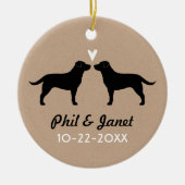 Black Labrador Retrievers Couple met Heart Custom Keramisch Ornament (Voorkant)