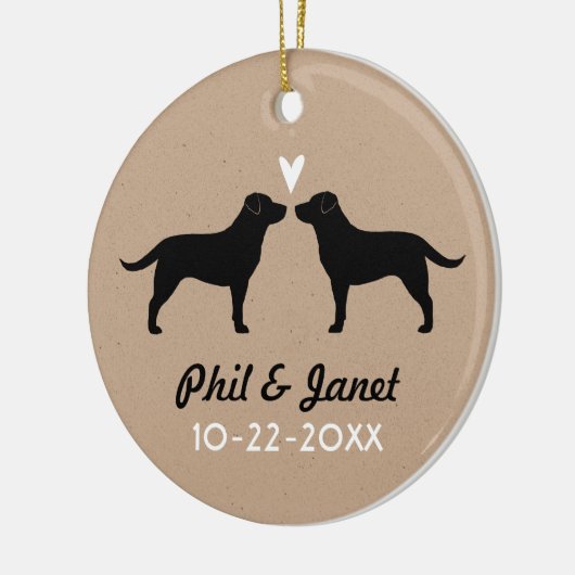 Black Labrador Retrievers Couple met Heart Custom Keramisch Ornament (Links)