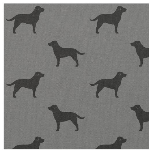 Black Labrador Retrievers Dog Silhouettes Pattern Stof (Close Up)