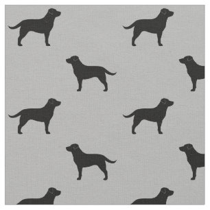 Black Labrador Retrievers Dog Silhouettes Pattern Stof