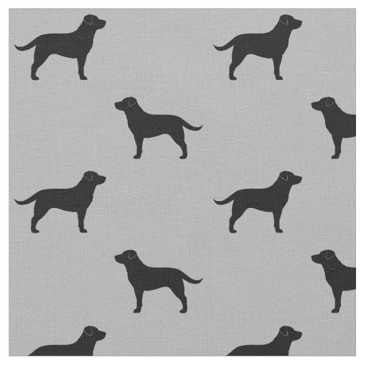 Black Labrador Retrievers Dog Silhouettes Pattern Stof (Close Up)