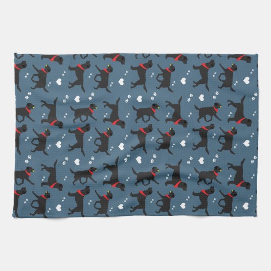 Black Labrador Retrievers Navy Blue Theedoek (Horizontaal)