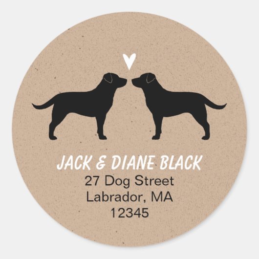Black Labrador Retrievers Retouradres Ronde Sticker (Voorkant)