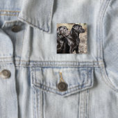 Black Labrador Retrievers Vierkante Button 5,1 Cm (In situ)