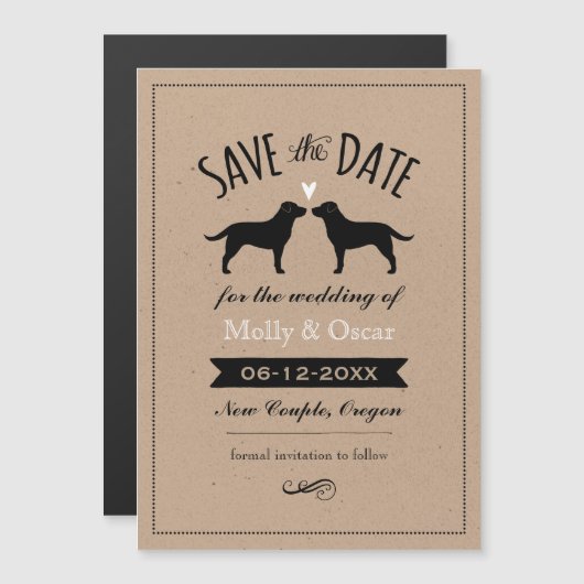 Black Labrador Retrievers Wedding Save the Date Magnetische Uitnodiging (Voorkant / Achterkant)