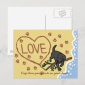 Black Labrador Sand Letters Cartoon Briefkaart (Voorkant / Achterkant)