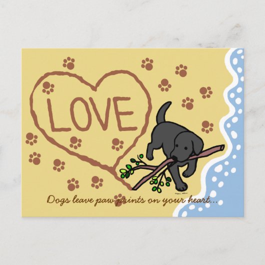 Black Labrador Sand Letters Cartoon Briefkaart (Voorkant)