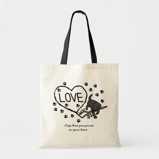 Black Labrador Sand Letters Cartoon Tote Bag (Voorkant)