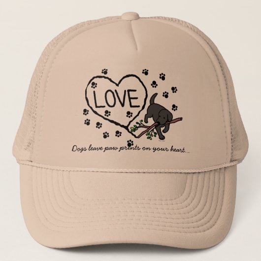 Black Labrador Sand Letters Cartoon Trucker Pet (Voorkant)